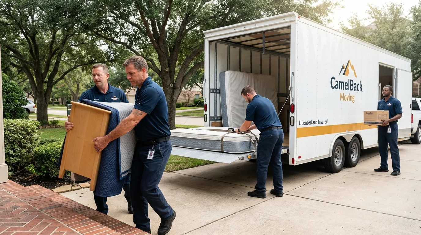 Crew loading residential truck for cross-state move from Melbourne, FL